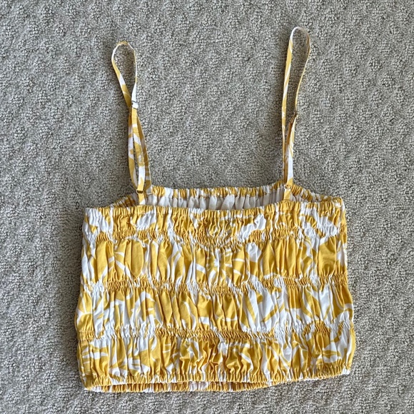 Faithfull The Brand El Marsa Floral Print Liya Crop Top Yellow/White 10 Feminine - Picture 8 of 13